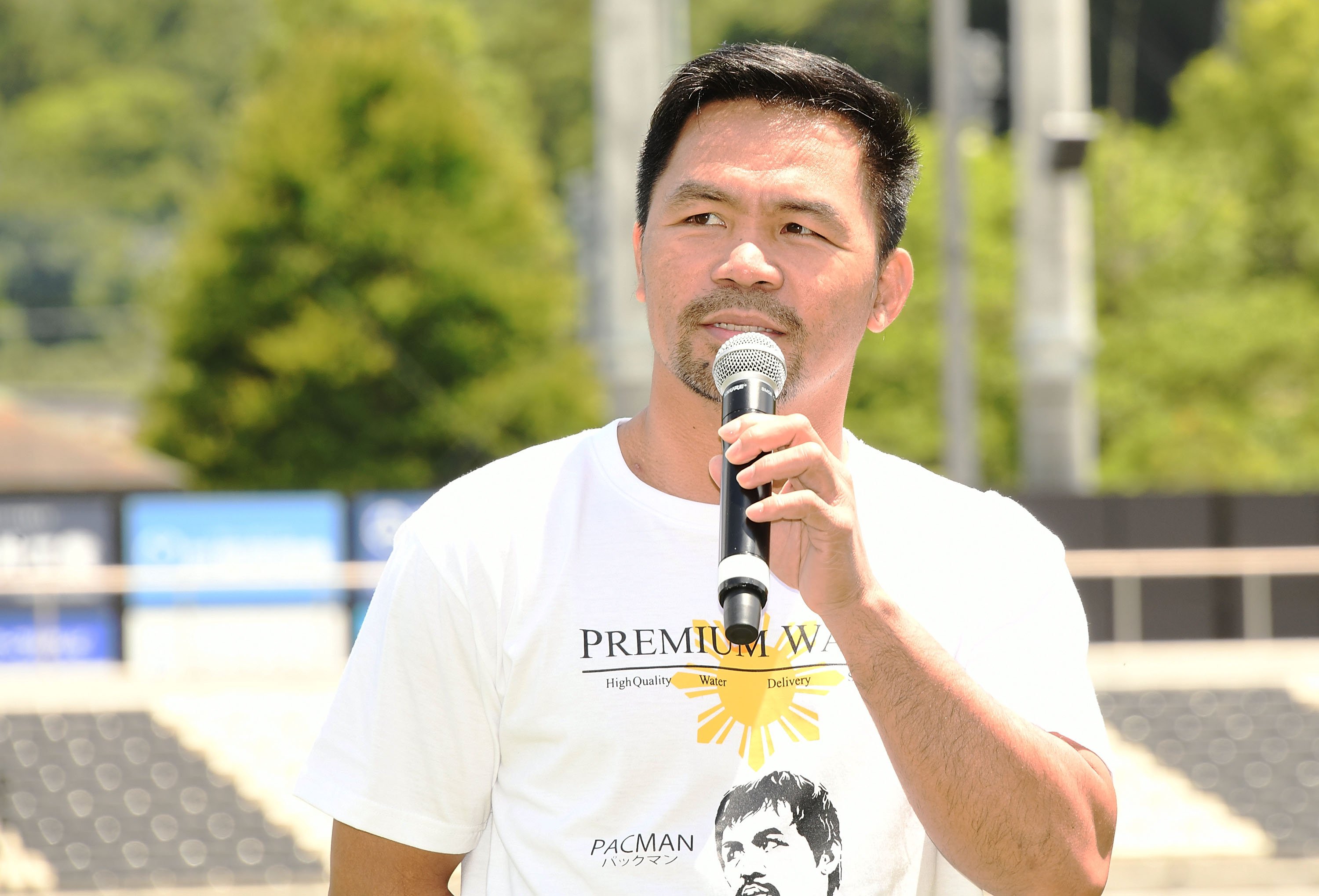  Manny Pacquiao attends the charity marathon event to provide shelters for the children in the Philippines at City Football Station on May 22, 2022 in Tochigi, Japan. | Source: Getty Images