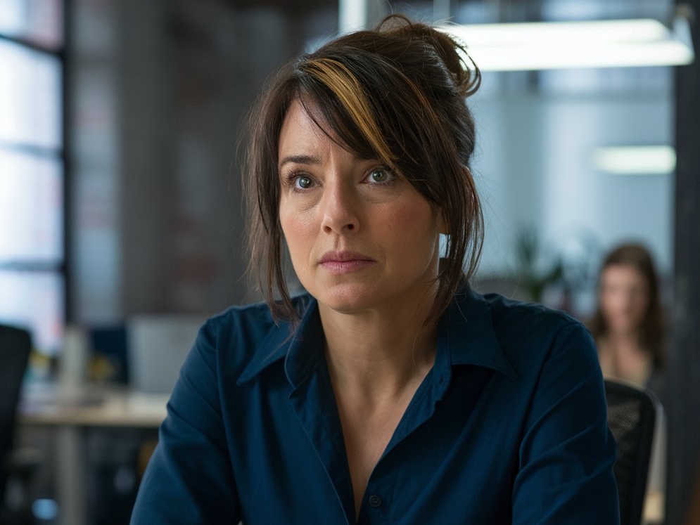 A tired-looking woman at an office workstation | Source: Midjourney