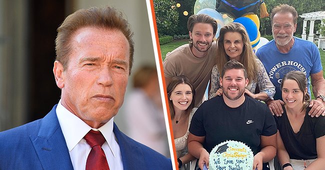 Arnold Schwarzenegger [à gauche], Arnold Schwarzenegger célébrant une fête d'anniversaire avec sa famille [à droite] | Photo : Getty Images
