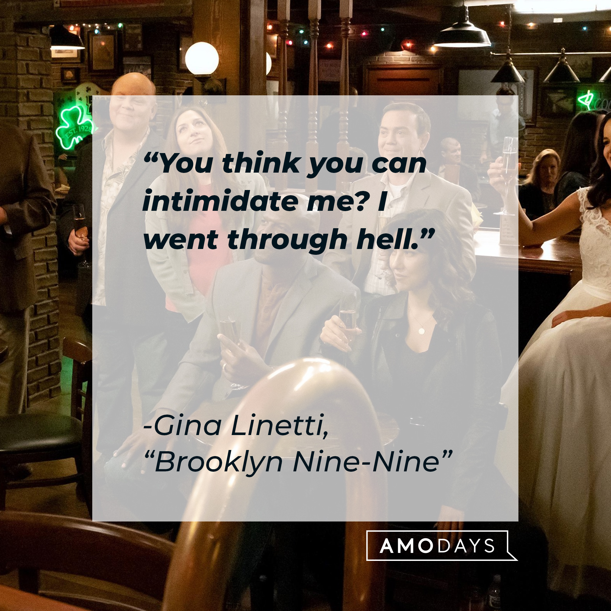 Gina Linetti with her quote: "You think you can intimidate me? I went through hell." | Source: Facebook.com/BrooklynNineNine