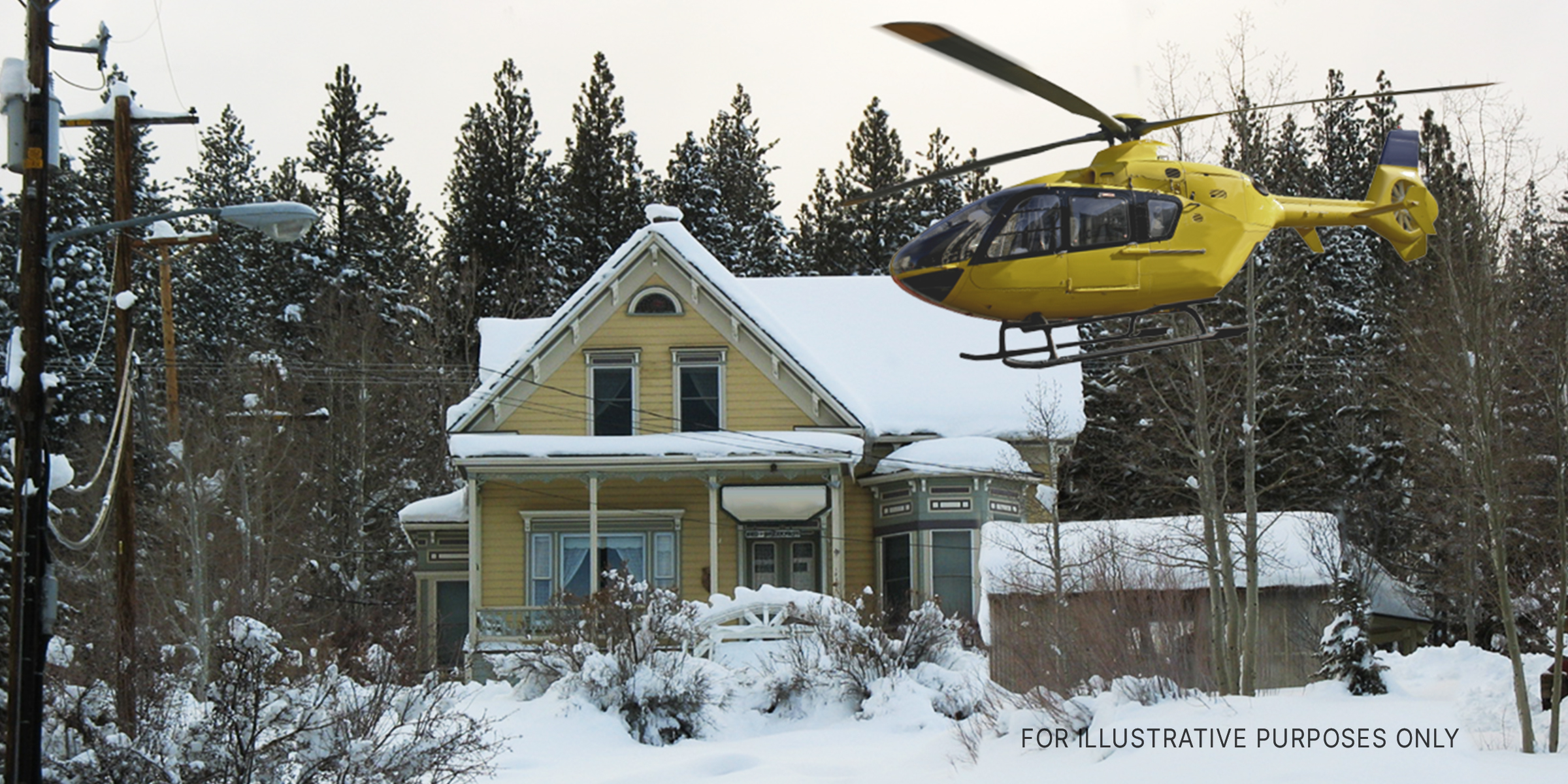 Helicopter Landing Near A House. | Source: Flickr/teofilo (CC BY 2.0)&Shutterstock