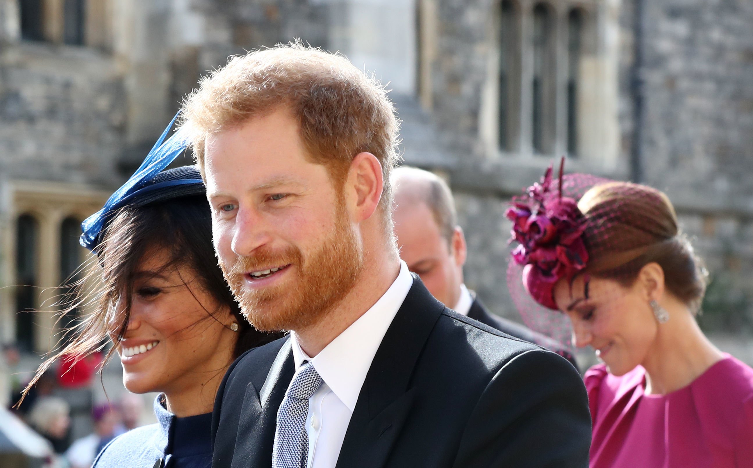 Prince Harry and Meghan Markle pictured leaving with Kate Middleton and Prince William after attending the wedding of Princess Eugenie of York and Jack Brooksbank at St George's Chapel Windsor Castle on October 12, 2018 in Windsor. | Source: Getty Images