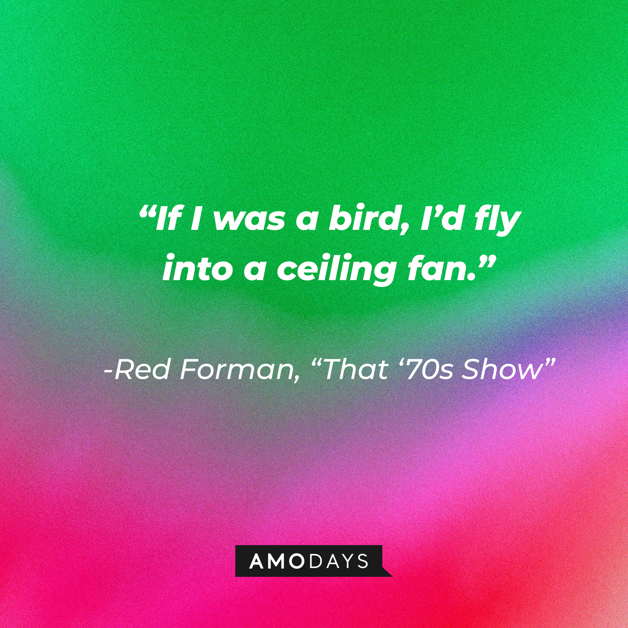 Red Forman's quote from "That '70s Show:" “If I was a bird, I’d fly into a ceiling fan.” | Source: AmoDays