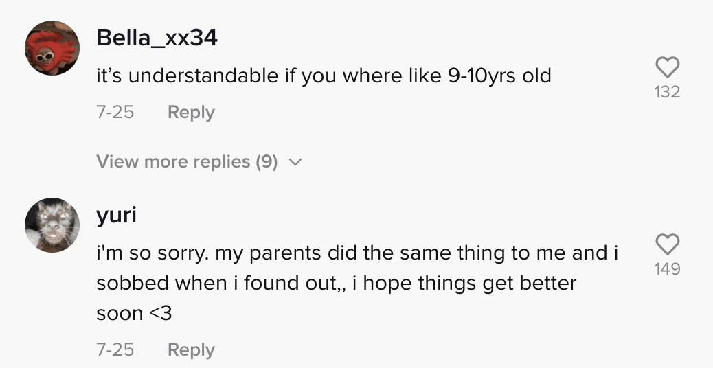 Comment section of a viral TikTok video that revealed a mother was spying on her child | Photo: TikTok/fagforbuckybarnes
