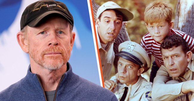 Ron Howard en el Festival de Cine de Sundance, el 24 de enero de 2020 en Utah (izquierda). Andy Griffith, Jim Nabors, Ron Howard y Don Knotts en 'The Andy Griffith Show' alrededor de 1963 (derecha). | Foto: Getty Images