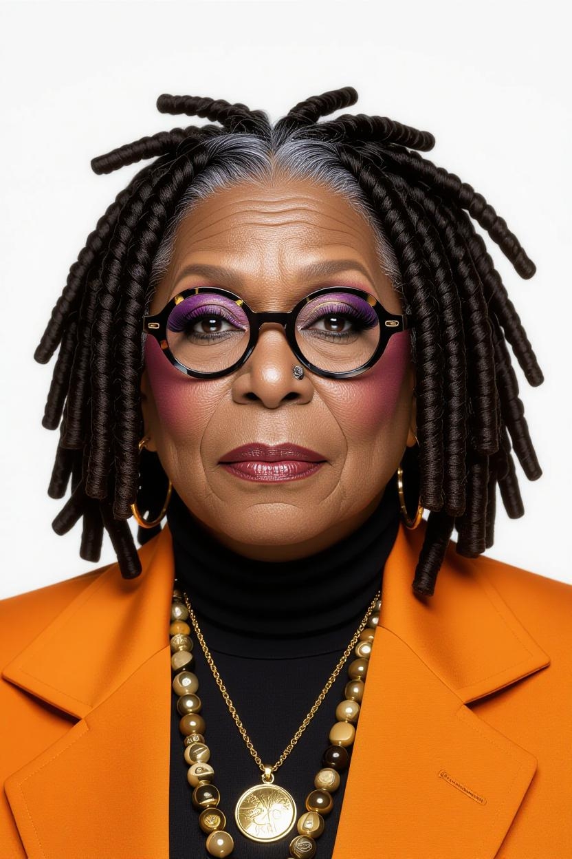 An AI-generated image of Whoopi Goldberg with full glam. | Source: Grok