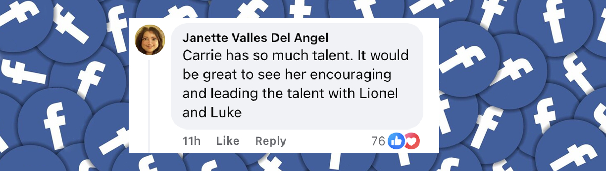 A netizen's reaction to Carrie Underwood's new role as judge on "American Idol," posted in October 2024 | Source: Facebook.com/AmericanIdol