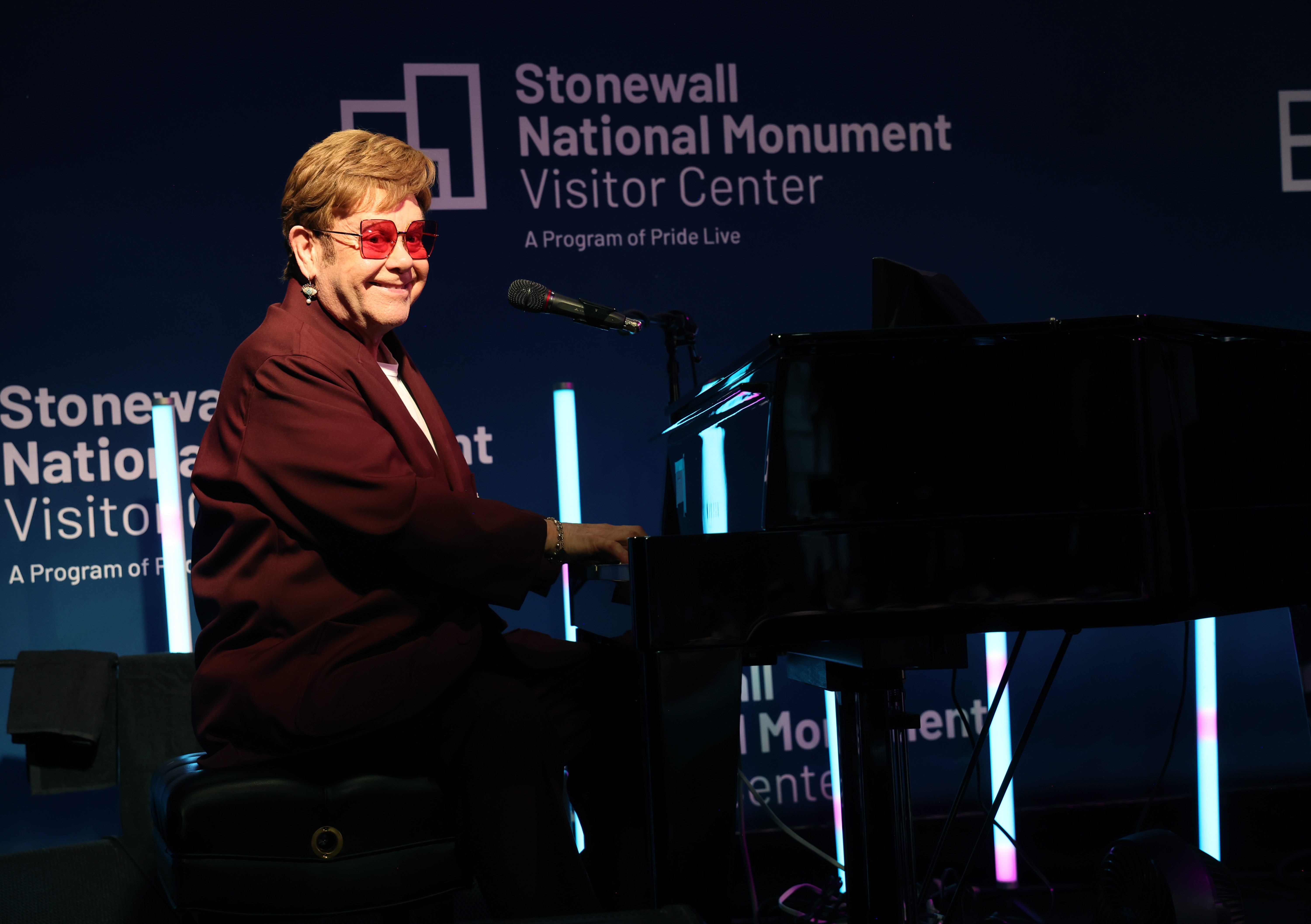 Elton John performs during the Grand Opening Ceremony for the Stonewall National Monument Visitor Center on June 28, 2024, in New York City. | Source: Getty Images