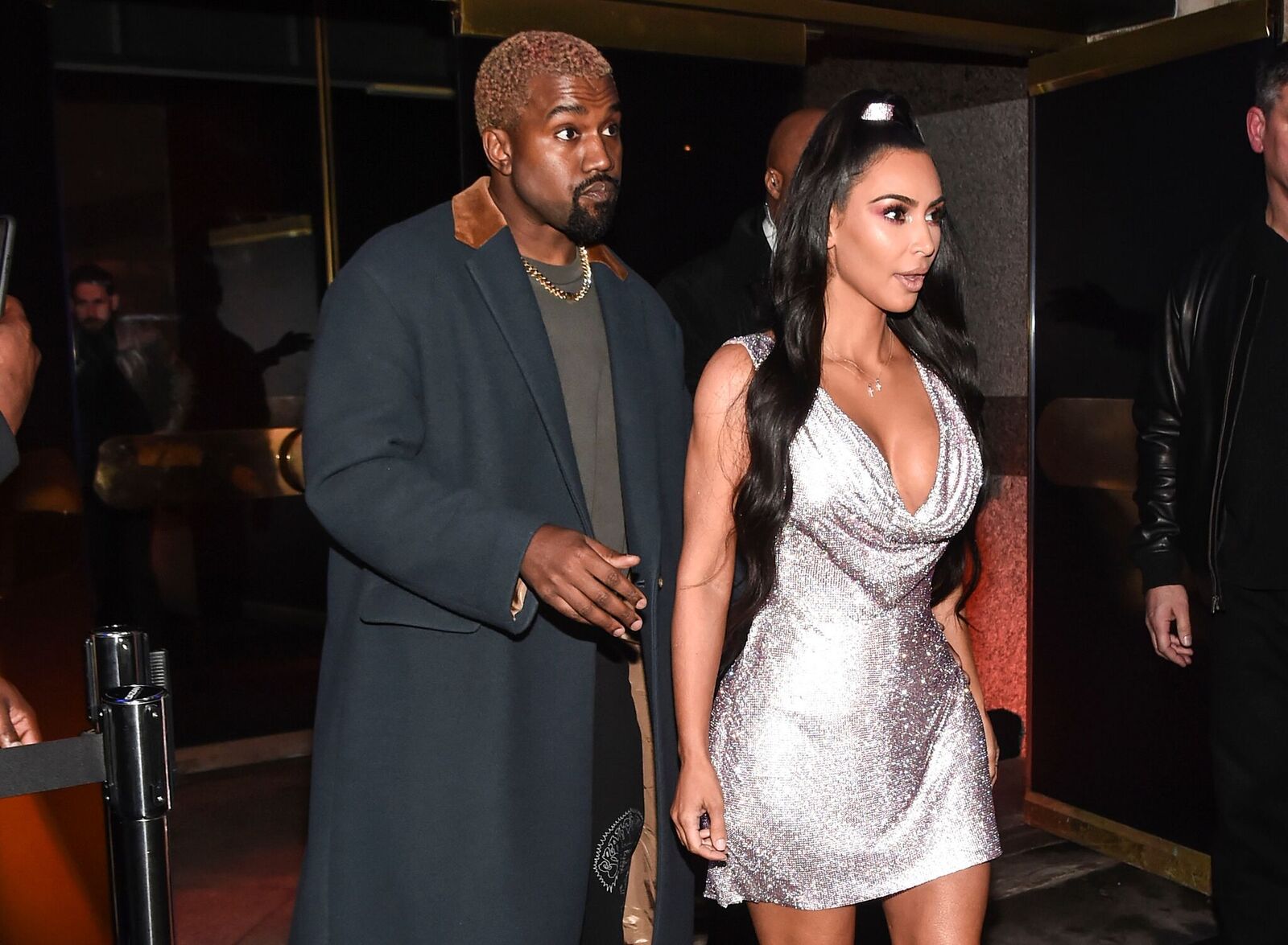 Kim Kardashian is seen wearing a Versace dress with Kanye West outside the Versace Pre-Fall 2019 Collection on December 2, 2018 in New York City | Photo: Getty Images