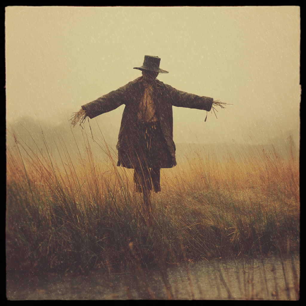 A scarecrow in the rain | Source: Midjourney