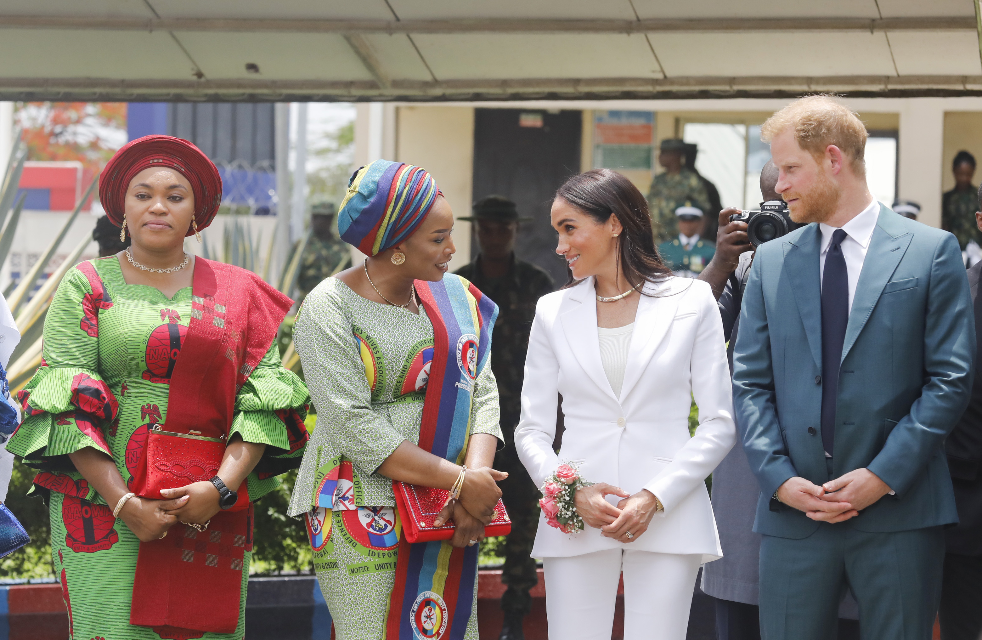 Prince Harry and Meghan Markle at the Defence Headquarters in Abuja on May 10, 2024 in Abuja, Nigeria. | Source: Getty Images