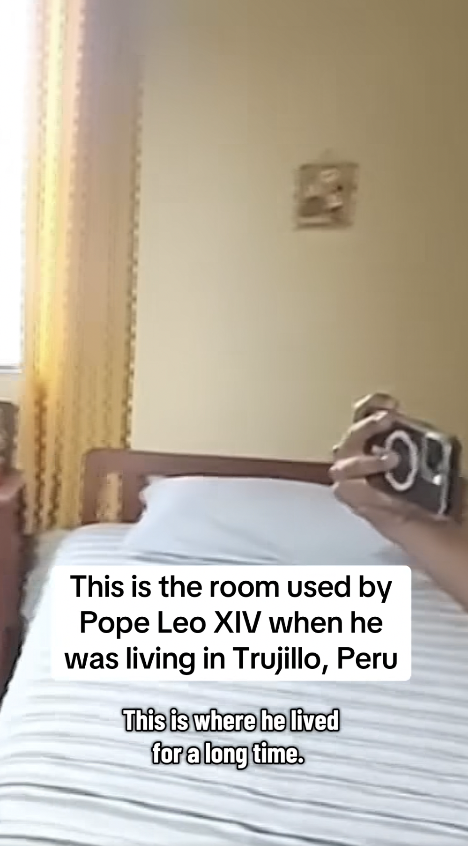 Pope Leo XIV's room in Trujillo, Peru, from a video dated May 9, 2025. | Source: Facebook/CBS News