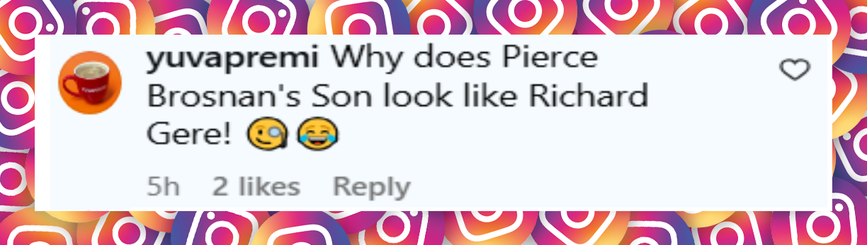 A netizen's comment about Pierce and Dylan Brosnan at the red carpet for the premiere of Netflix's "The Thursday Murder Club," from a post dated August 14, 2025 | Source: Instagram/hollywoodreporter