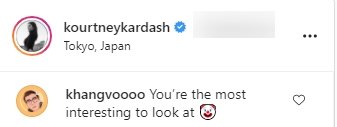 A screenshot of a fan's comment on Kourtney Kardashian's post on her Instagram. | Photo: instagram.com/kourtneykardash/