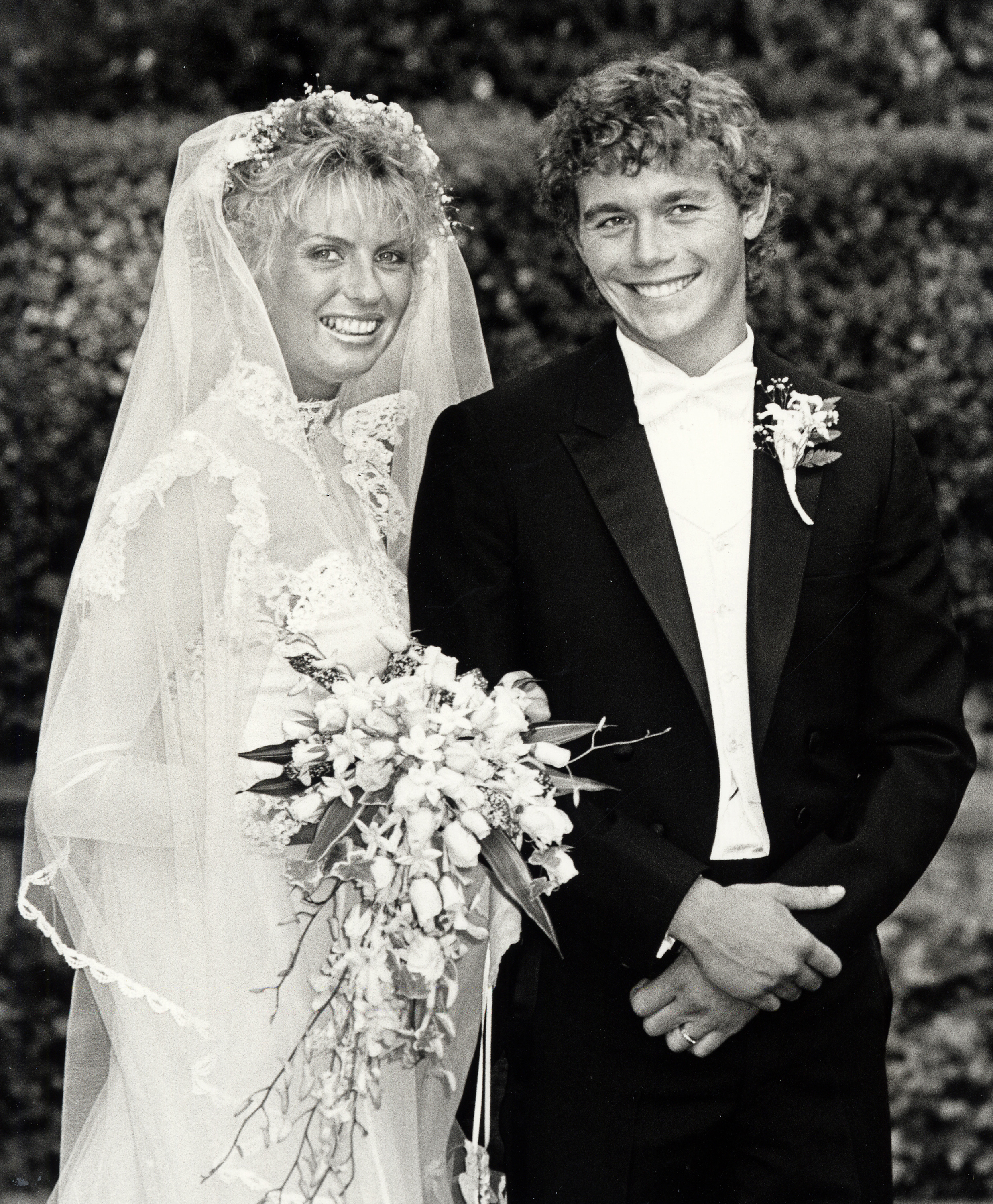 Lyn Barron and the young actor on their wedding day on May 25, 1985, in New York. | Source: Getty Images