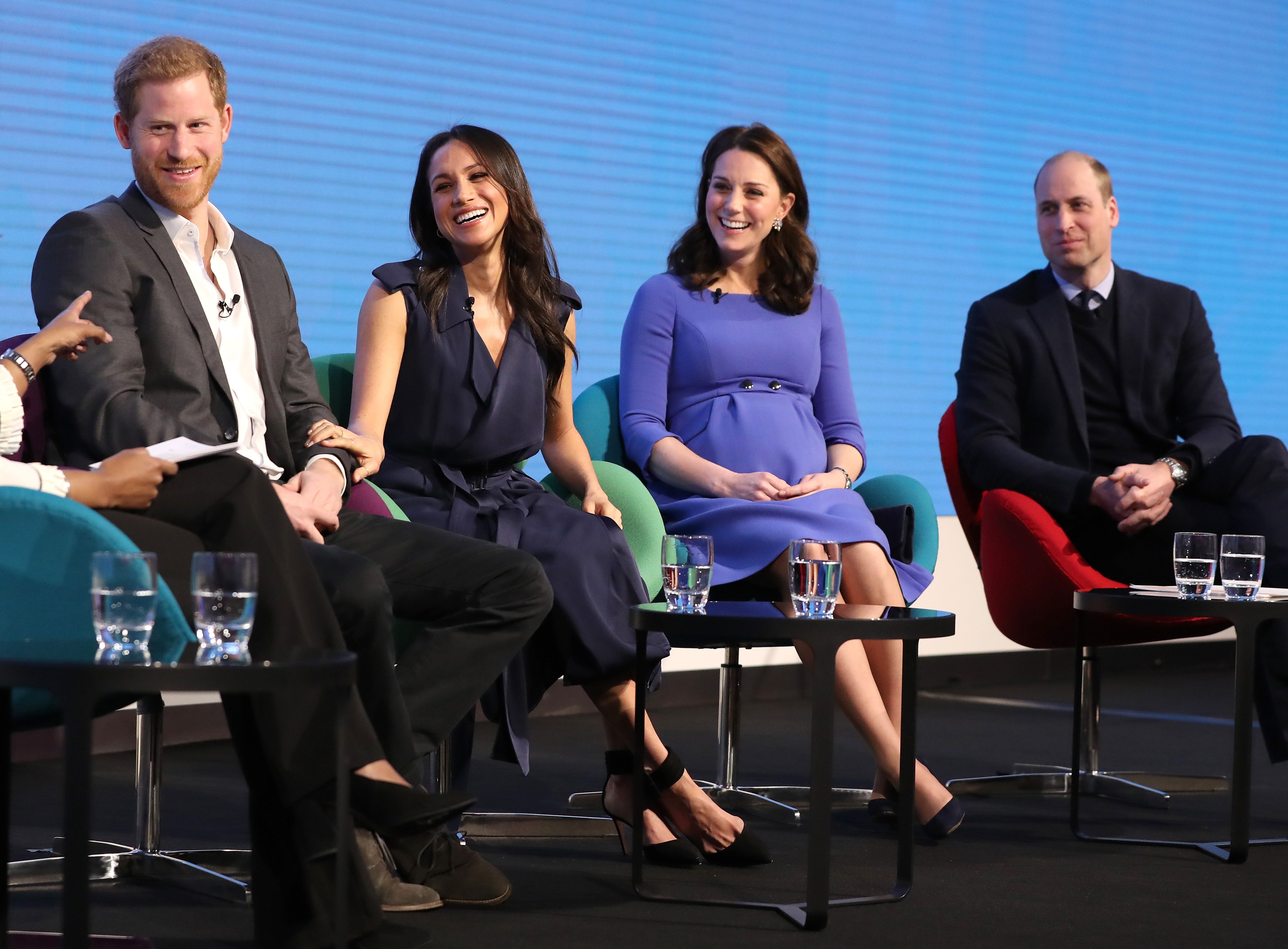 Prince Harry, Meghan Markle, Duchess Kate, and Prince William at the first annual Royal Foundation Forum on February 28, 2018, in London, England. | Source: Getty Images