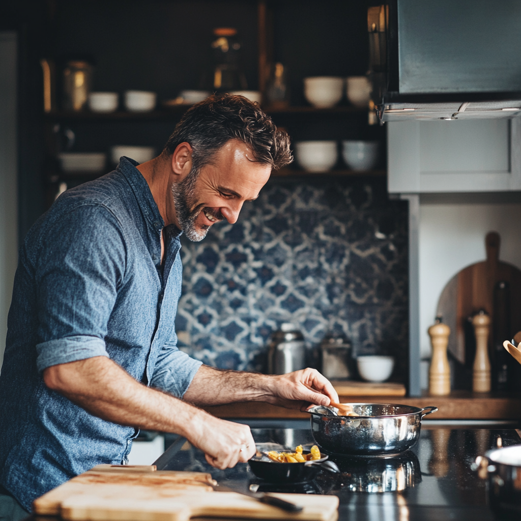 A man cooking breakfast | Source: Midjourney