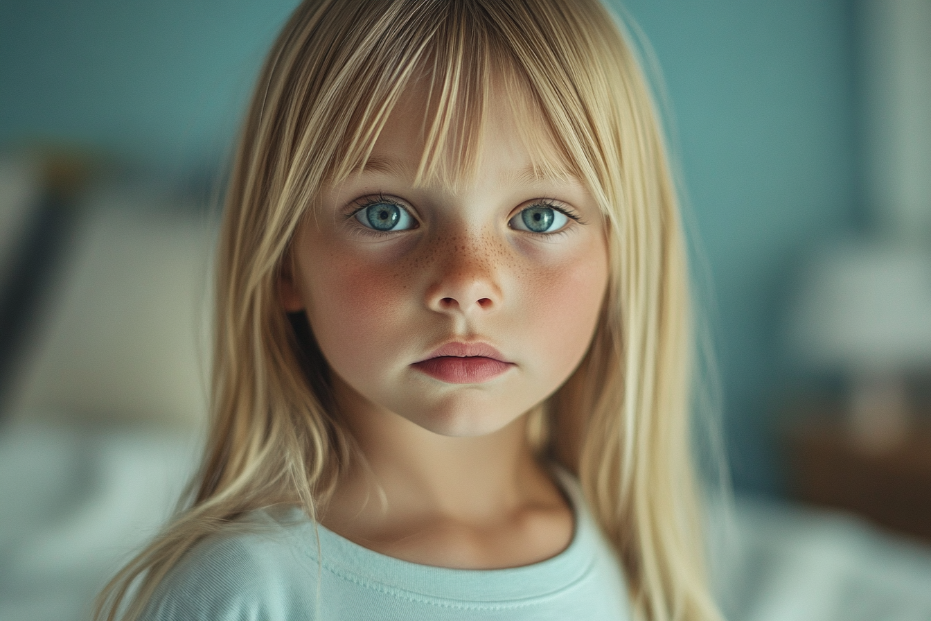 A little girl looking straight ahead | Source: Midjourney