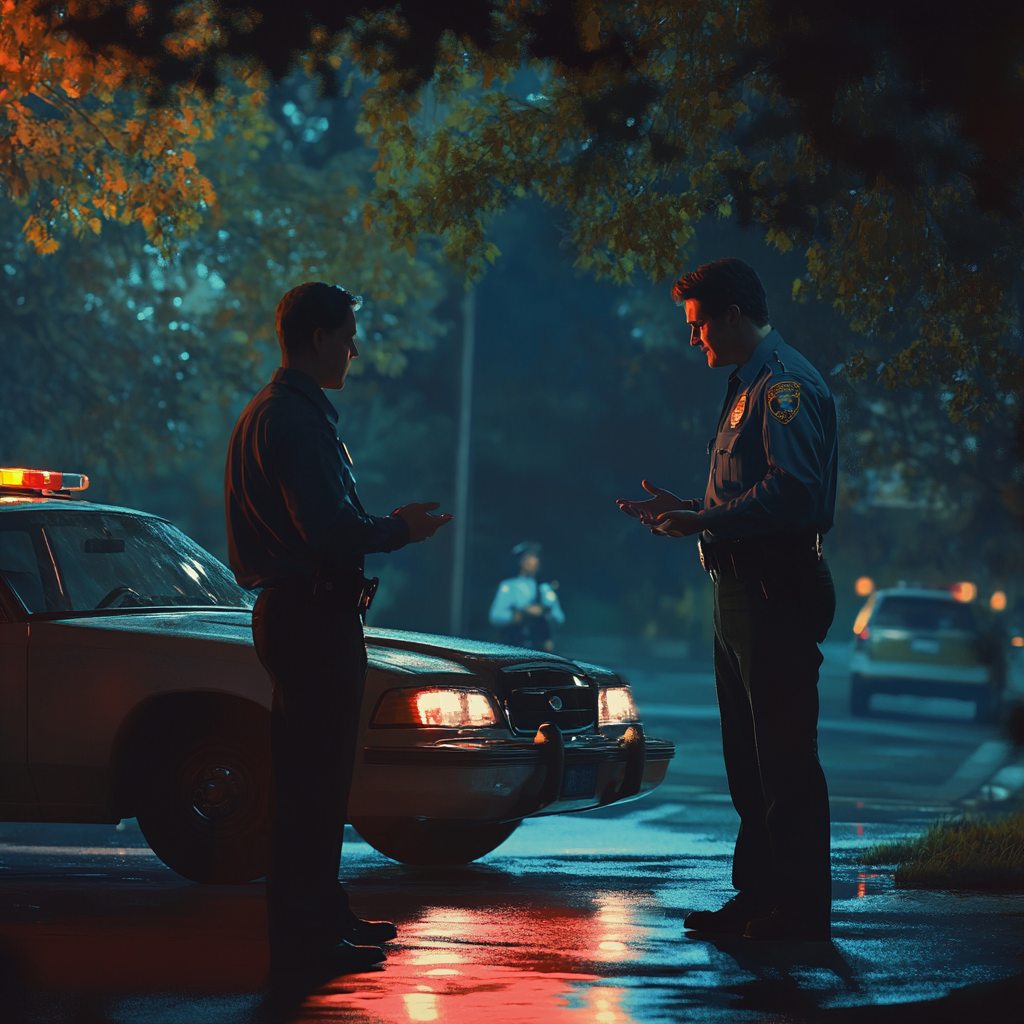 Man talking to a police officer | Source: Midjourney