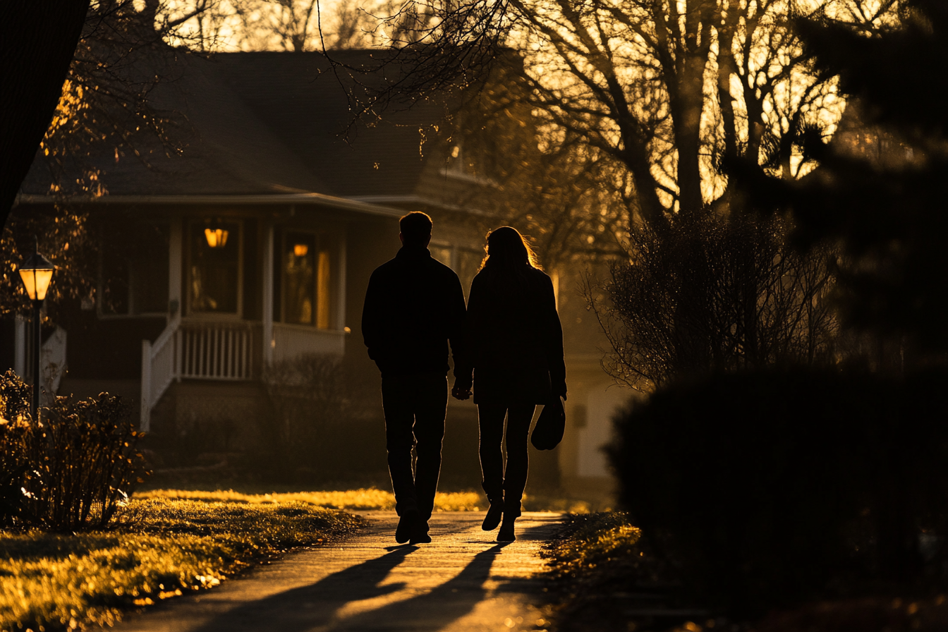 A couple approaching a house | Source: Midjourney