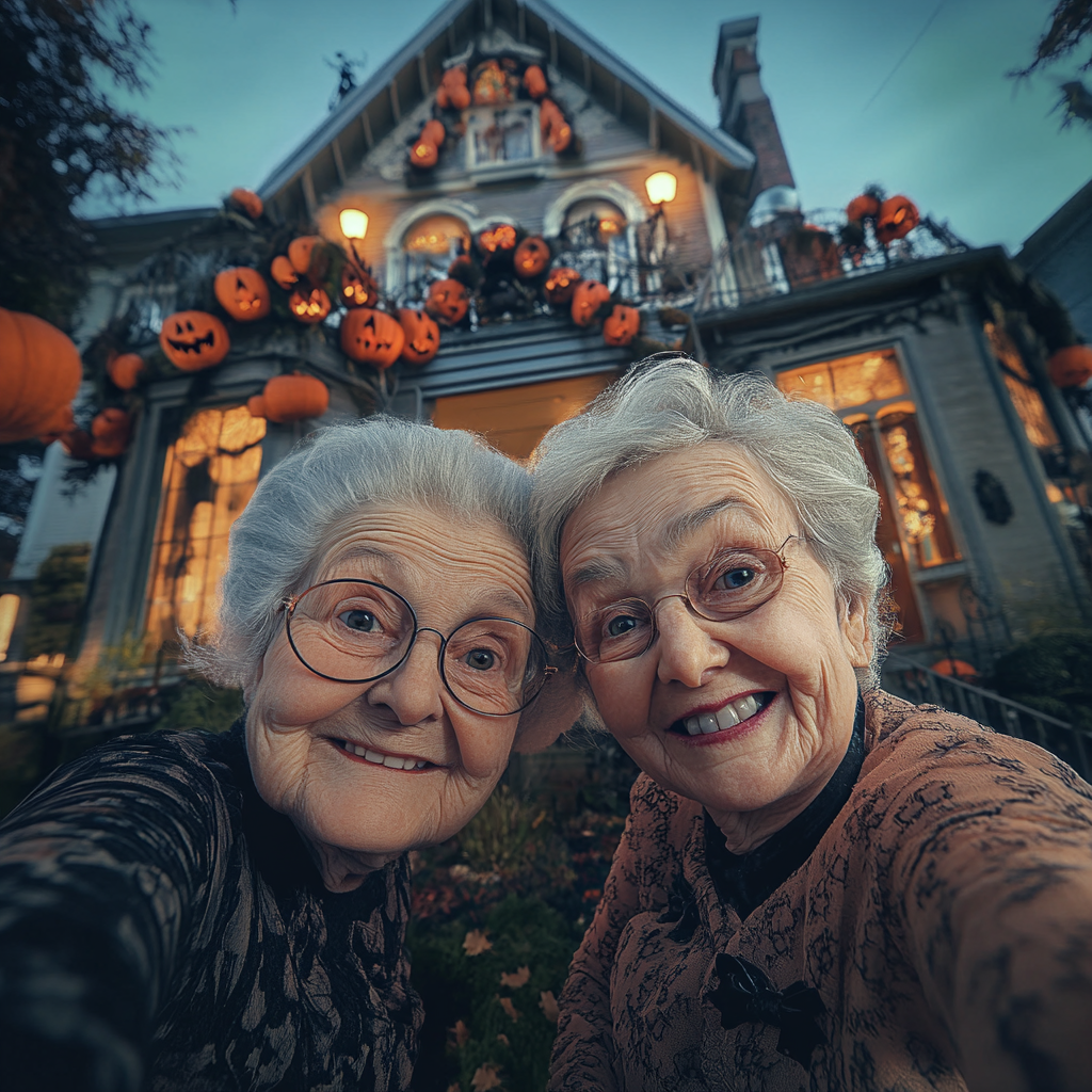 Two happy elderly women | Source: Midjourney