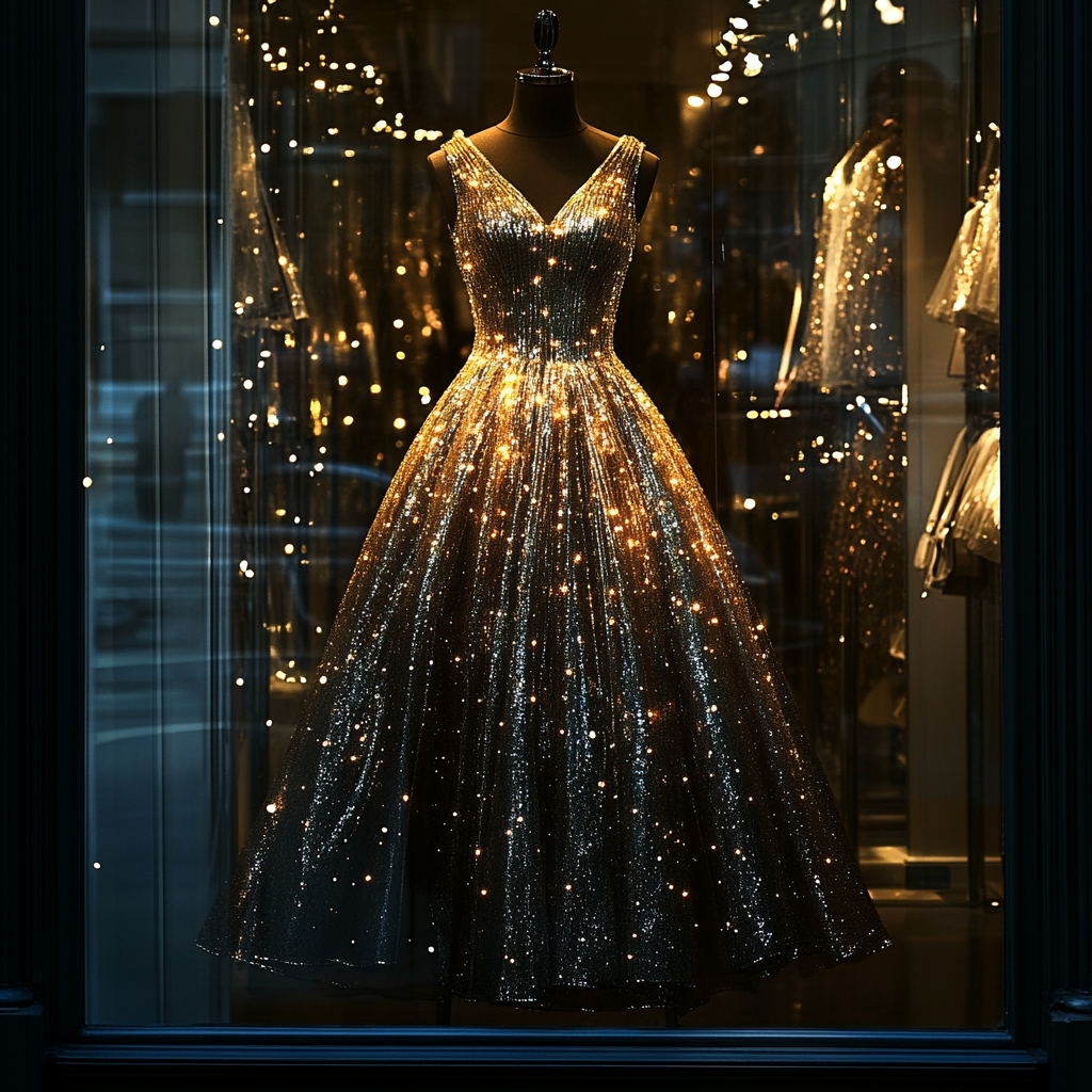 A dress displayed in a store | Source: Midjourney