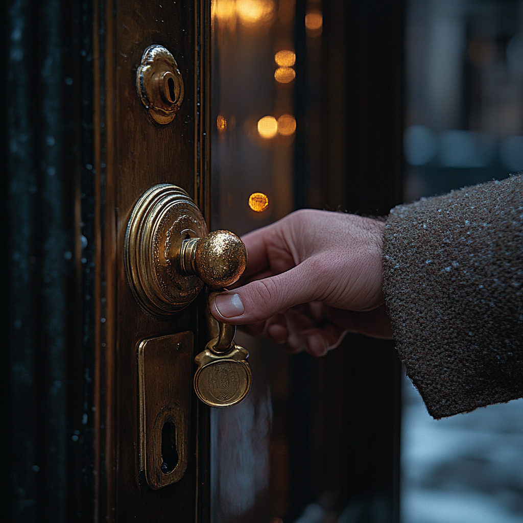 A man trying to unlock the door | Source: Midjourney