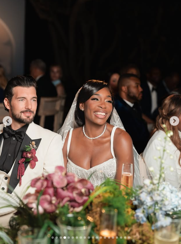 Venus Williams and Andrea Preti smile during their wedding reception | Source: Instagram/andreapreti88