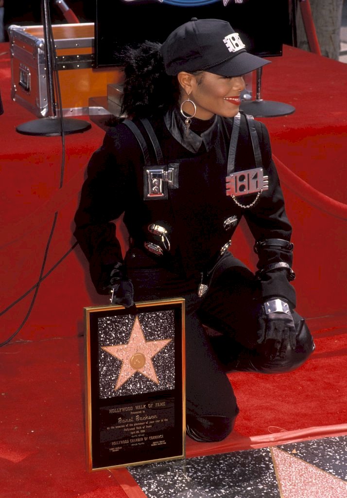 Singer Janet Jackson receives a Hollywood Walk of Fame Star on April 20, 1990, at 1500 Vine Street in Hollywood, California. (Photo by Ron Galella, Ltd./Ron Galella Collection via Getty Images)
