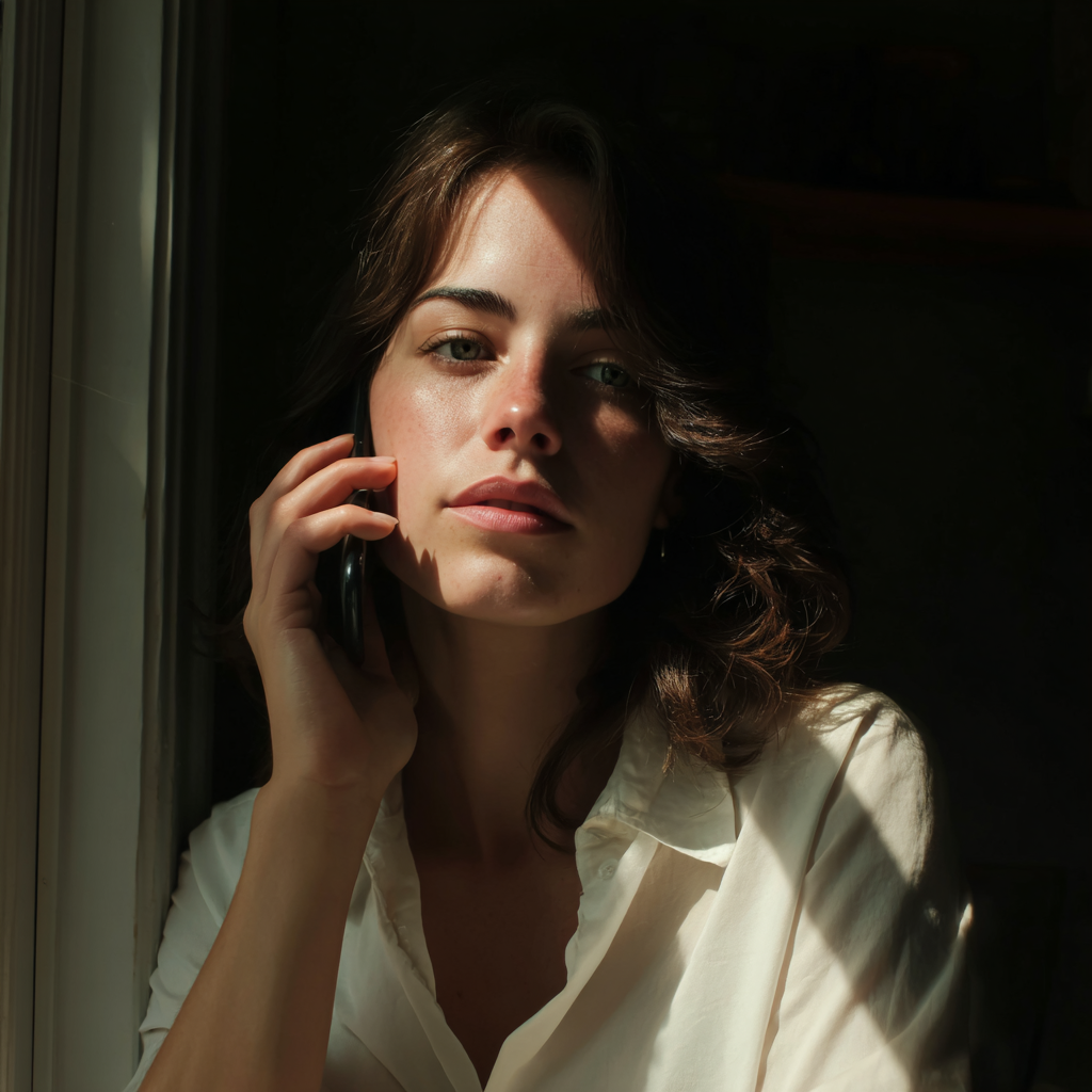 A woman talking on a phone | Source: Midjourney