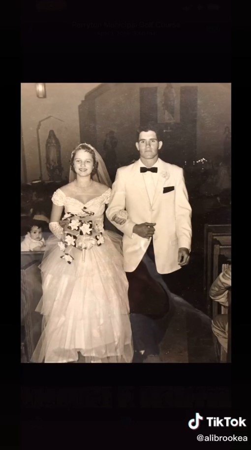 Picture of Brooke's grandparents on their wedding day | Source :  tiktok.com/alibrookea