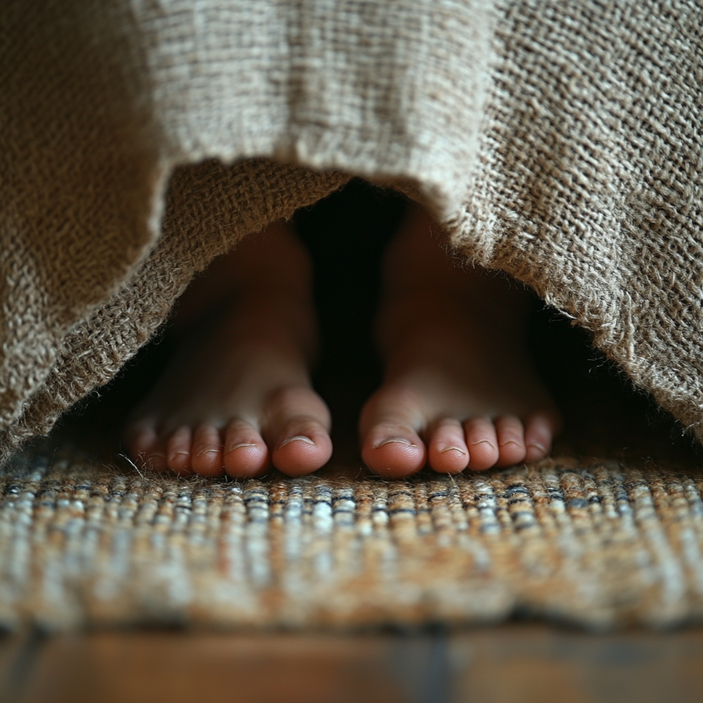 Feet sticking from under the bed | Source: Midjourney