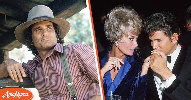 [Left]  Michael Landon role playing as Charles Philip Ingalls; [Right] American actor Michael Landon kissing his ex-wife's hand, Marjorie Lynn Noe, at the opening night of singer Susan Barrett's performances at the Cocoanut Grove, Hollywood, California. | Source: Getty Images