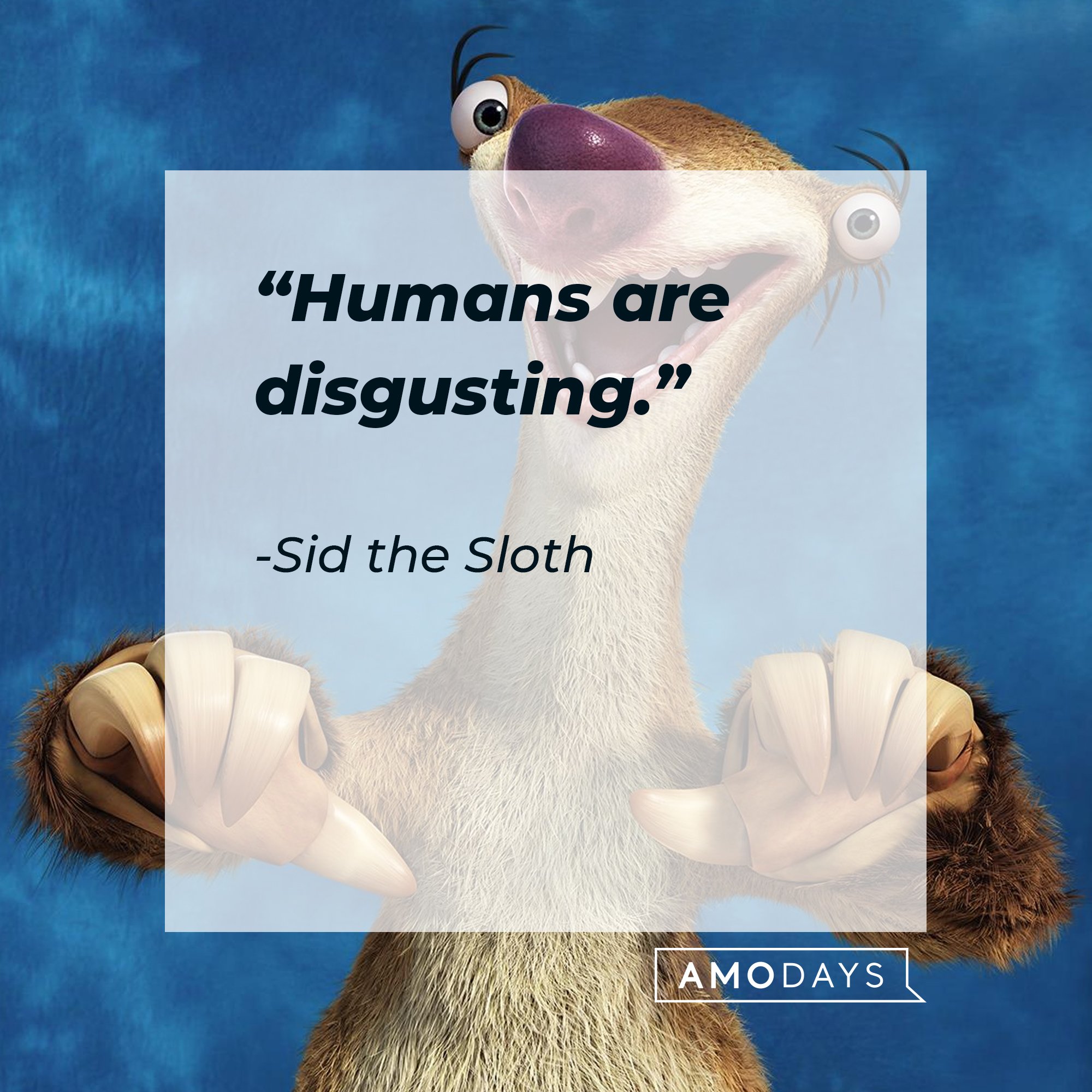 Sid the Sloth's quote: “Humans are disgusting.” | Image: AmoDays