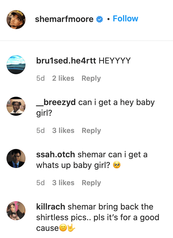 Fans' comments on Shemar Moore's photo. | Source: Instagram/shemarfmoore