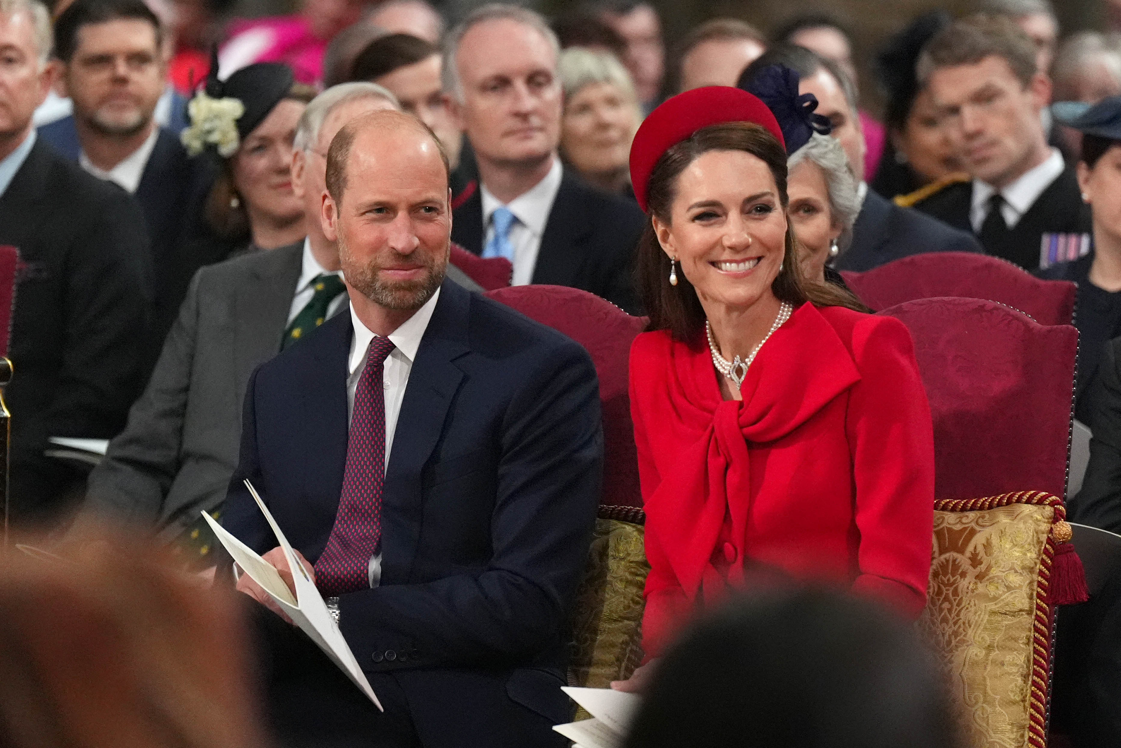 The Prince and Princess of Wales are pictured smiling during their presence at the annual Commonwealth Day Service Ceremony. | Source: Getty Images