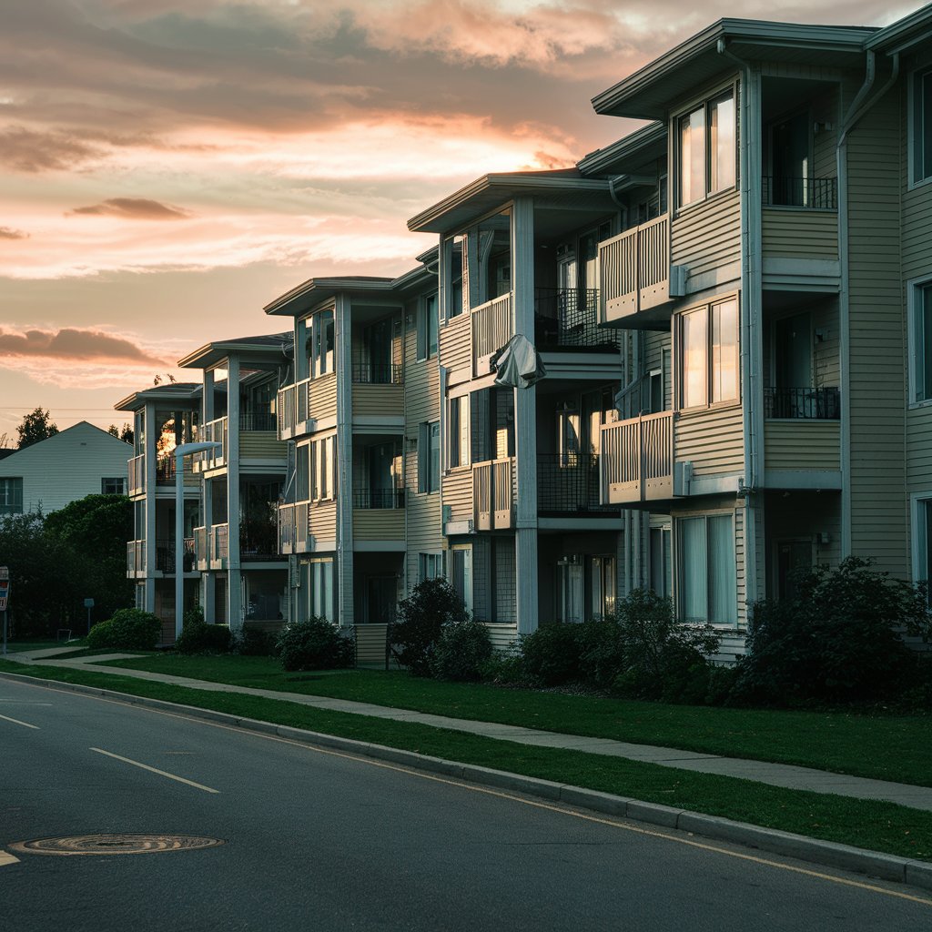 An apartment block on a quiet suburban street | Source: Midjourney