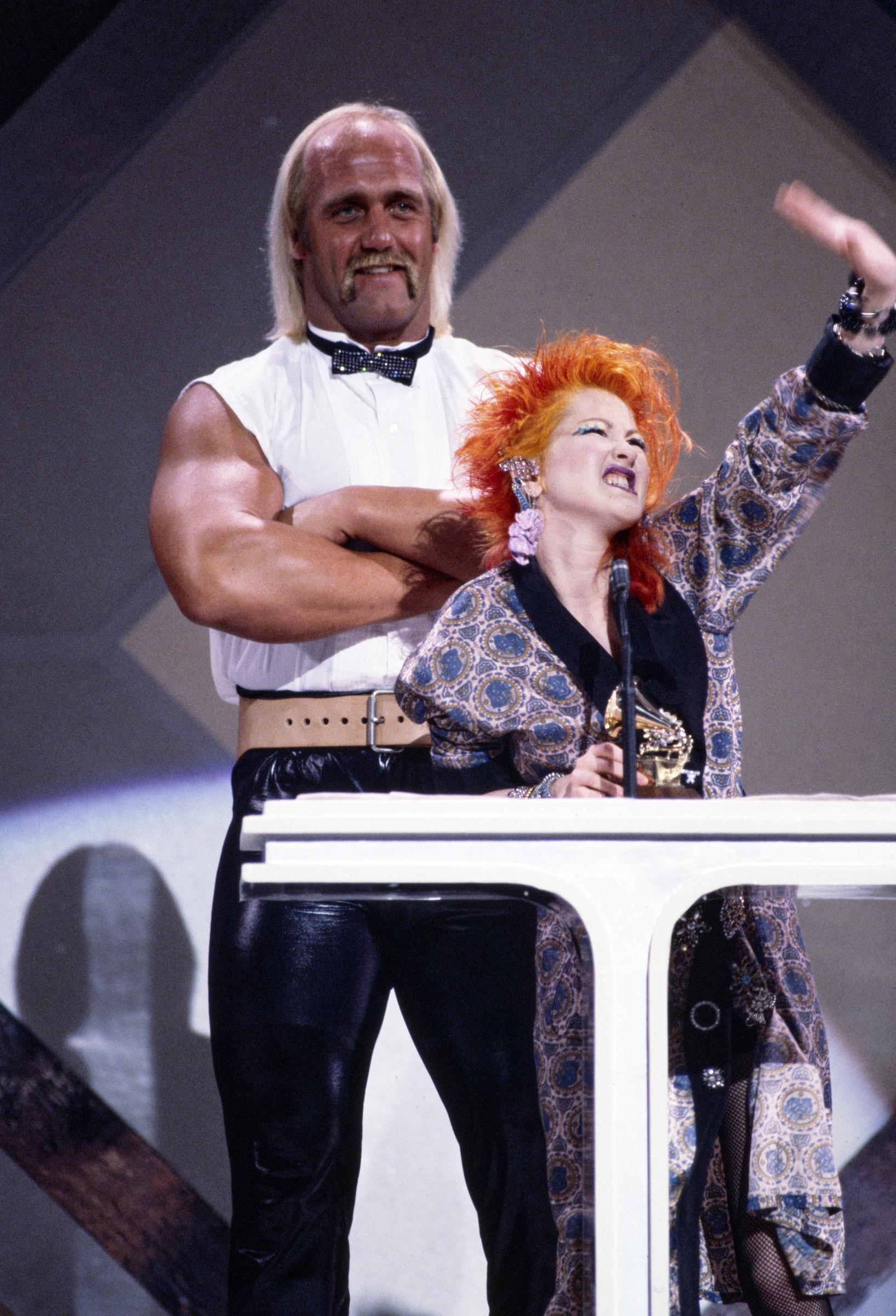 Hulk Hogan and Cyndi Lauper at the 27th Annual Grammy Awards on February 26, 1985, in Los Angeles, California. | Source: Getty Images