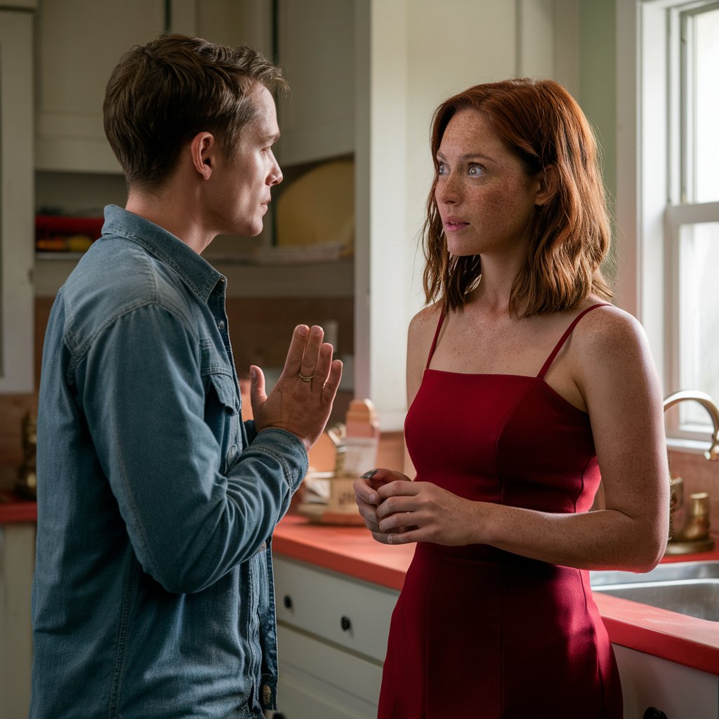 A man and woman arguing in a kitchen | Source: Midjourney