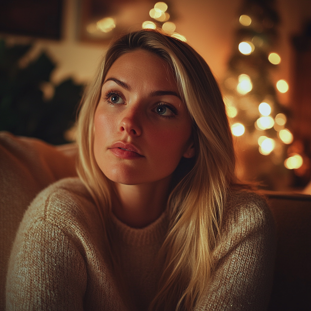 A woman sitting on a couch | Source: Midjourney