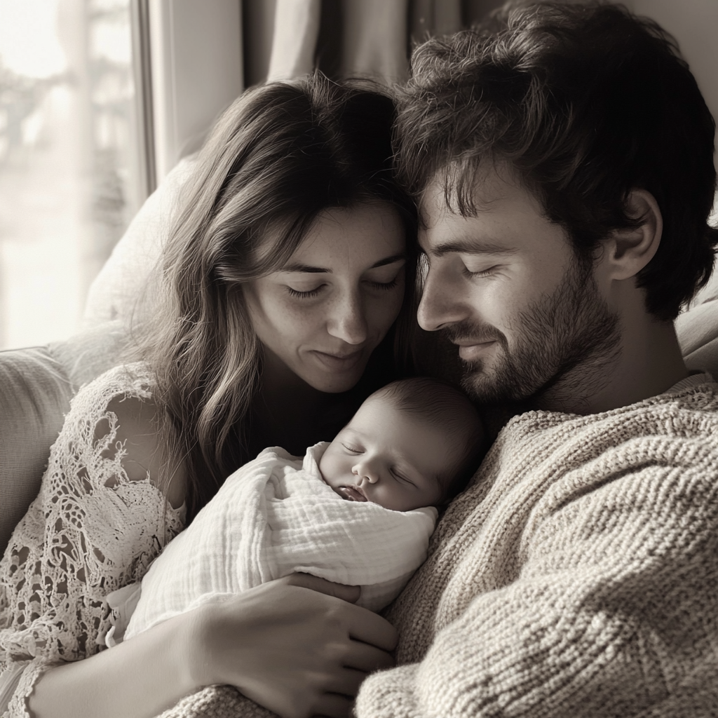 Couple bonding with their newborn baby | Source: Midjourney