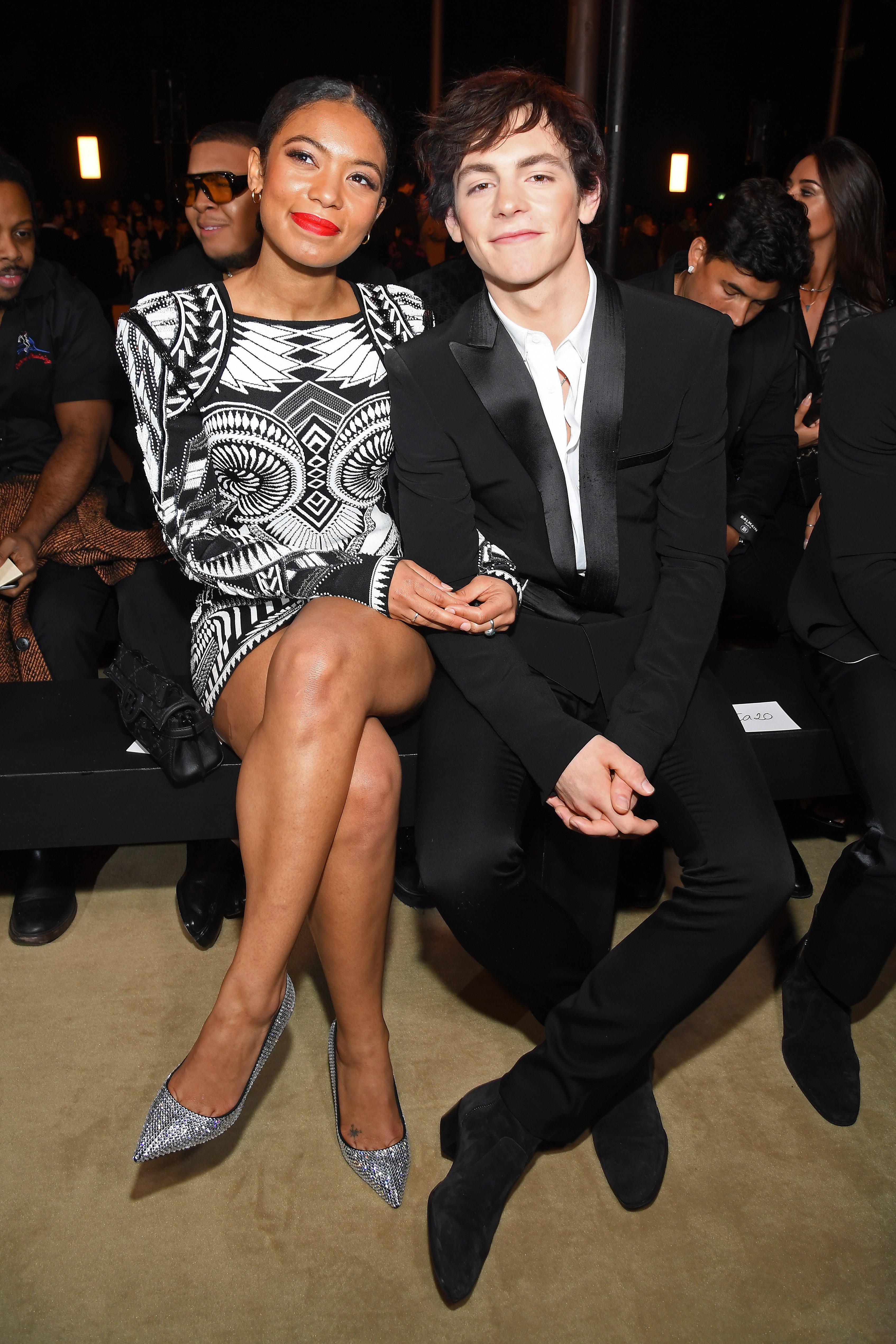 Ross Lynch and Jaz Sinclair pose at the Balmain Menswear Fall/Winter 2020-2021 show as part of Paris Fashion Week on January 17, 2020, in Paris, France | Source: Getty Images