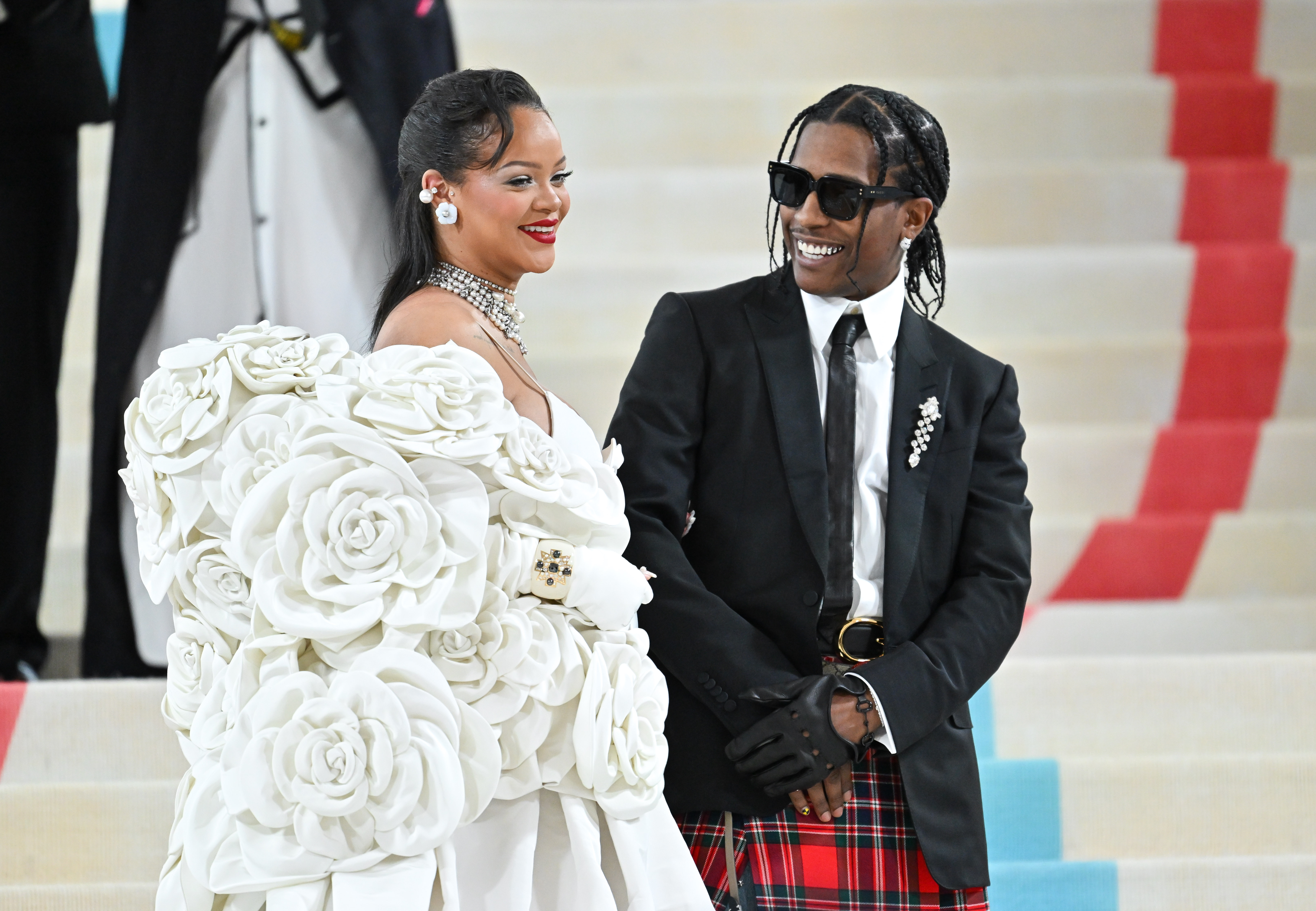Rihanna and A$AP Rocky at The Met Gala Celebrating "Karl Lagerfeld: A Line Of Beauty" on May 1, 2023, in New York City | Source: Getty Images