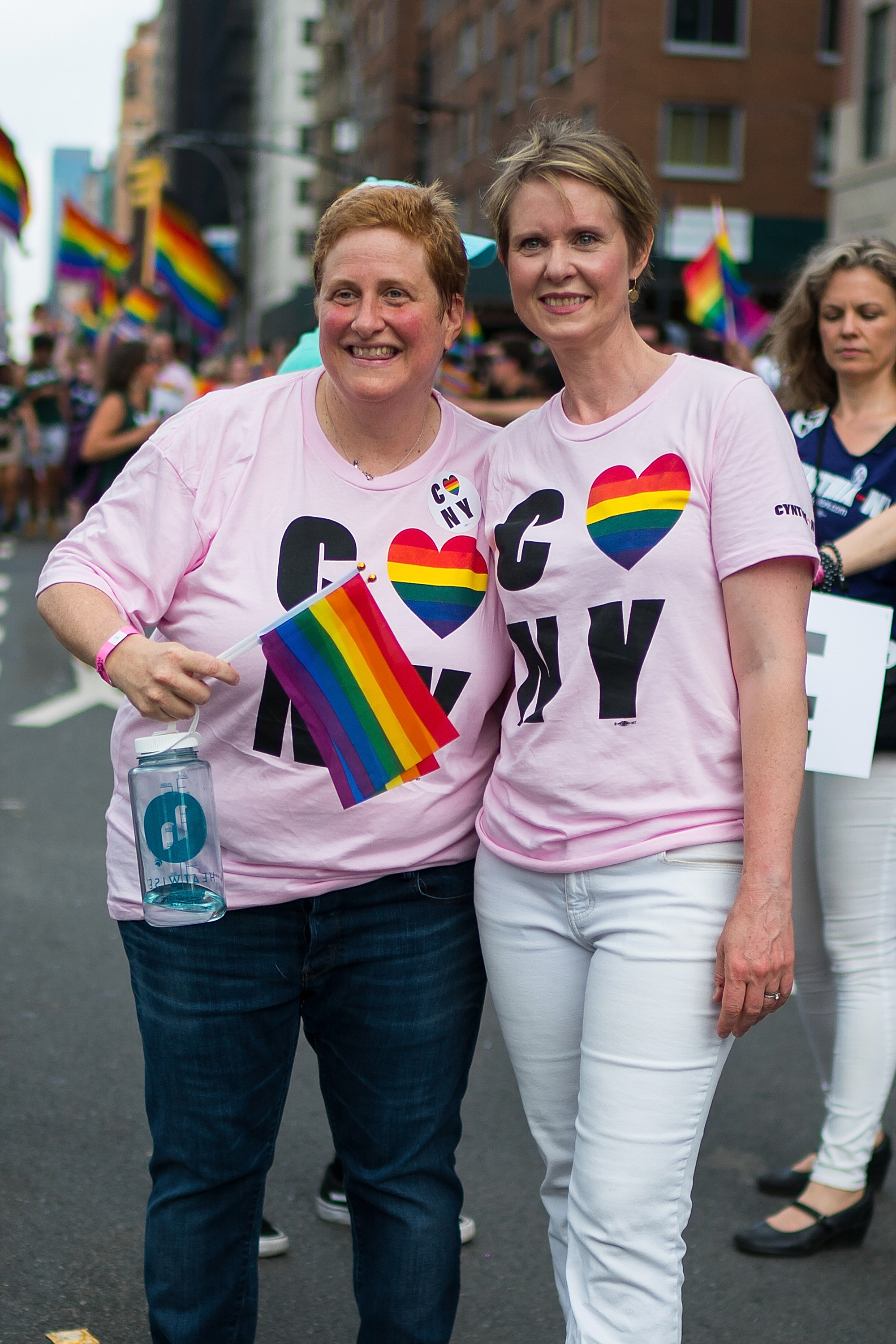 Christine Marinoni and Cynthia Nixon are pictured at the 2018 New York City Pride March on June 24, 2018, in New York City | Source: Getty Images