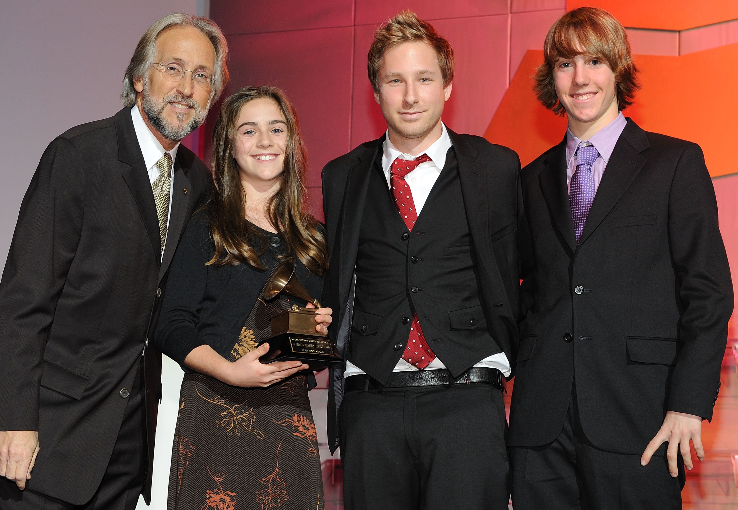 Raleigh, Oliver and Christopher Bacharach accept The Lifetime Achievement Award presented by Recording Academy President and CEO, Neil Portnow at The 50th Annual Grammy Awards, Special Merit Awards Cermony held at The Wilshire - Ebell Theater, in Los Angeles California, on February 9, 2008. | Source: Getty Images