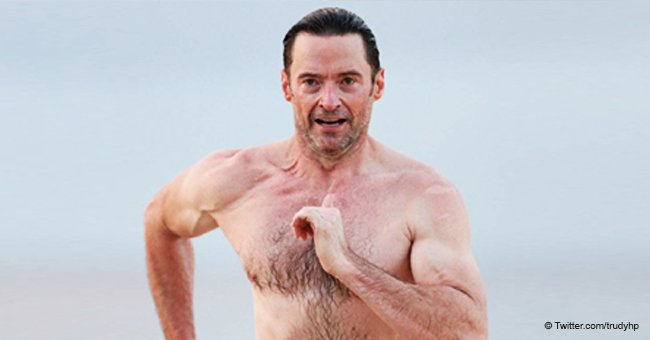 50-year-old Hugh Jackman flaunts with his perfect body on the pacific beach