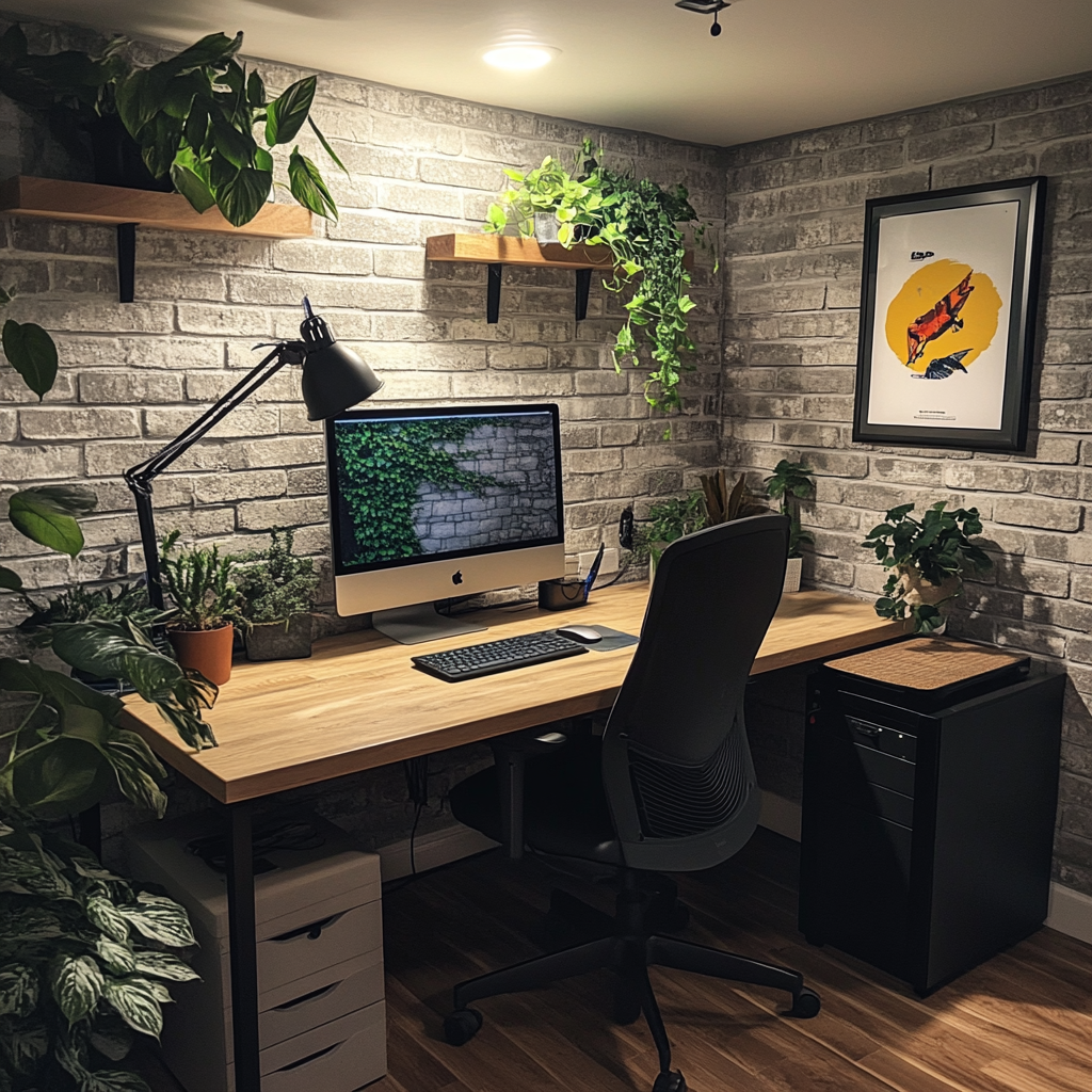 An office setting in a basement | Source: Midjourney