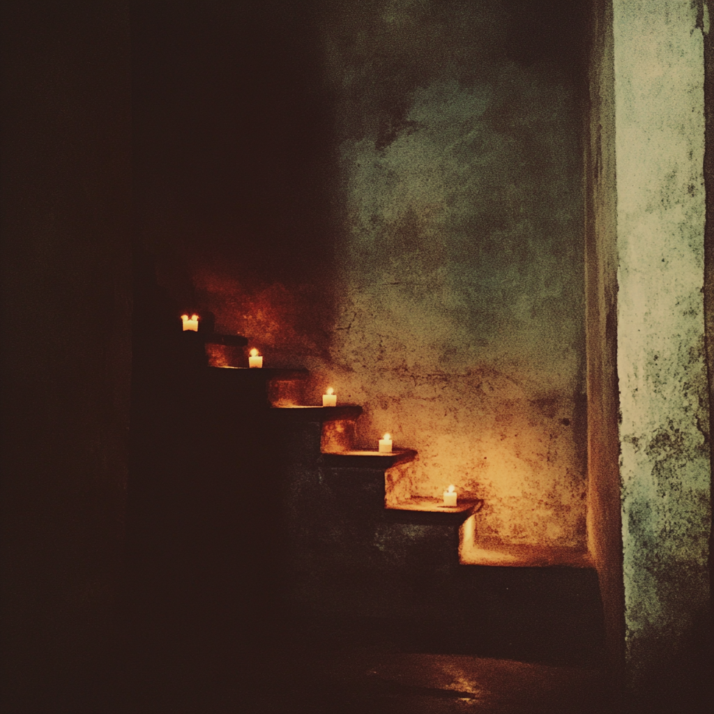 Candles on a staircase | Source: Midjourney