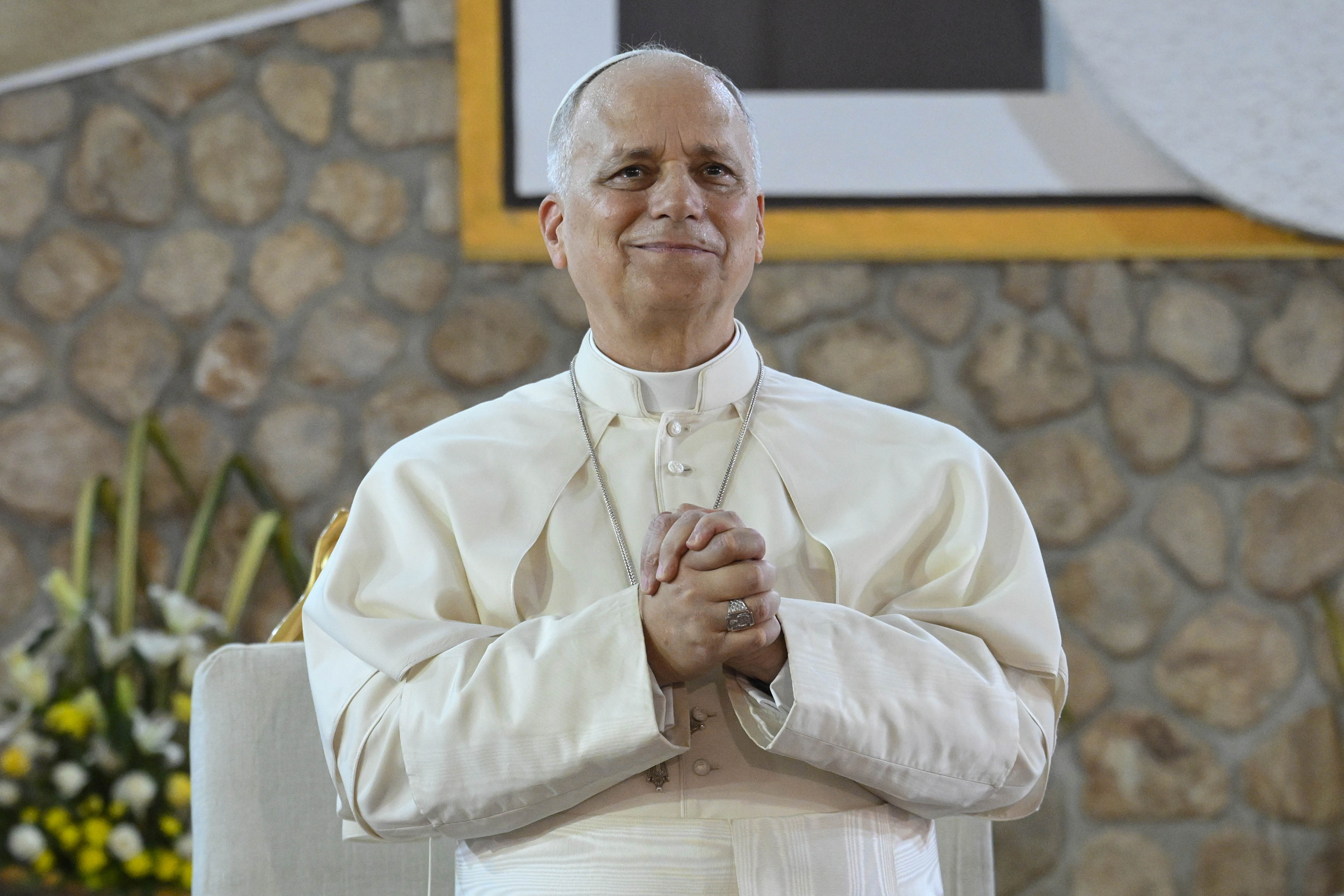 Pope Leo XIV on April 16, 2026 in Bamenda, Cameroon | Source: Getty Images