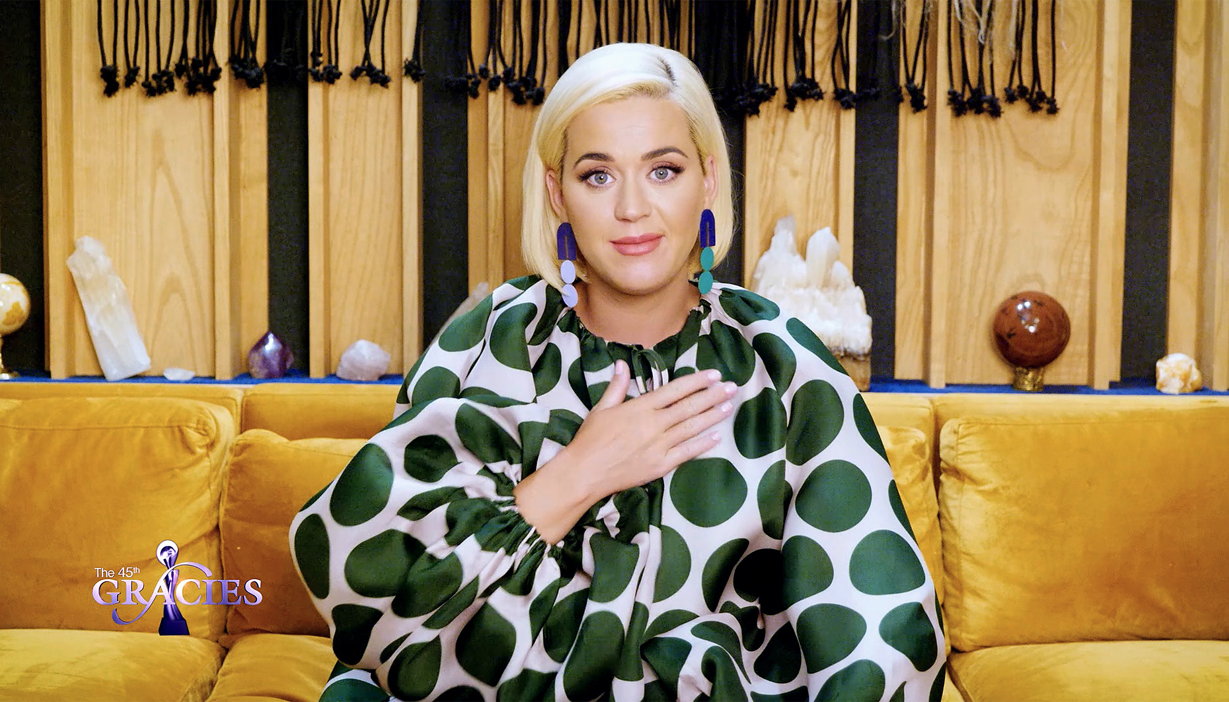 Katy Perry accepts the Gracies Impact Award at the 45th Anniversary Gracie Awards on September 10, 2020 | Source: Getty Images